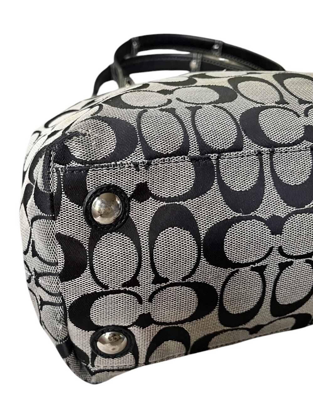 Coach Signature Penelope Black/Grey Jacquard Shoulder Bag Tote - Picture 12 of 15